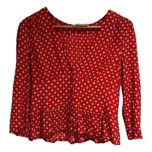 ba&sh Red and White Floral Blouse